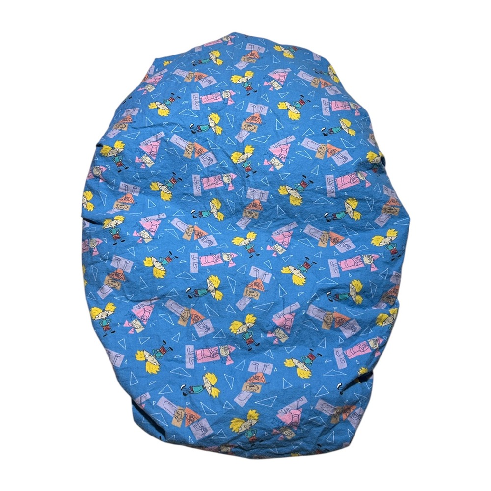 Vintage Nickelodeon Hey Arnold Fitted Crib Sheet Blue Cartoon Toddler Bedding